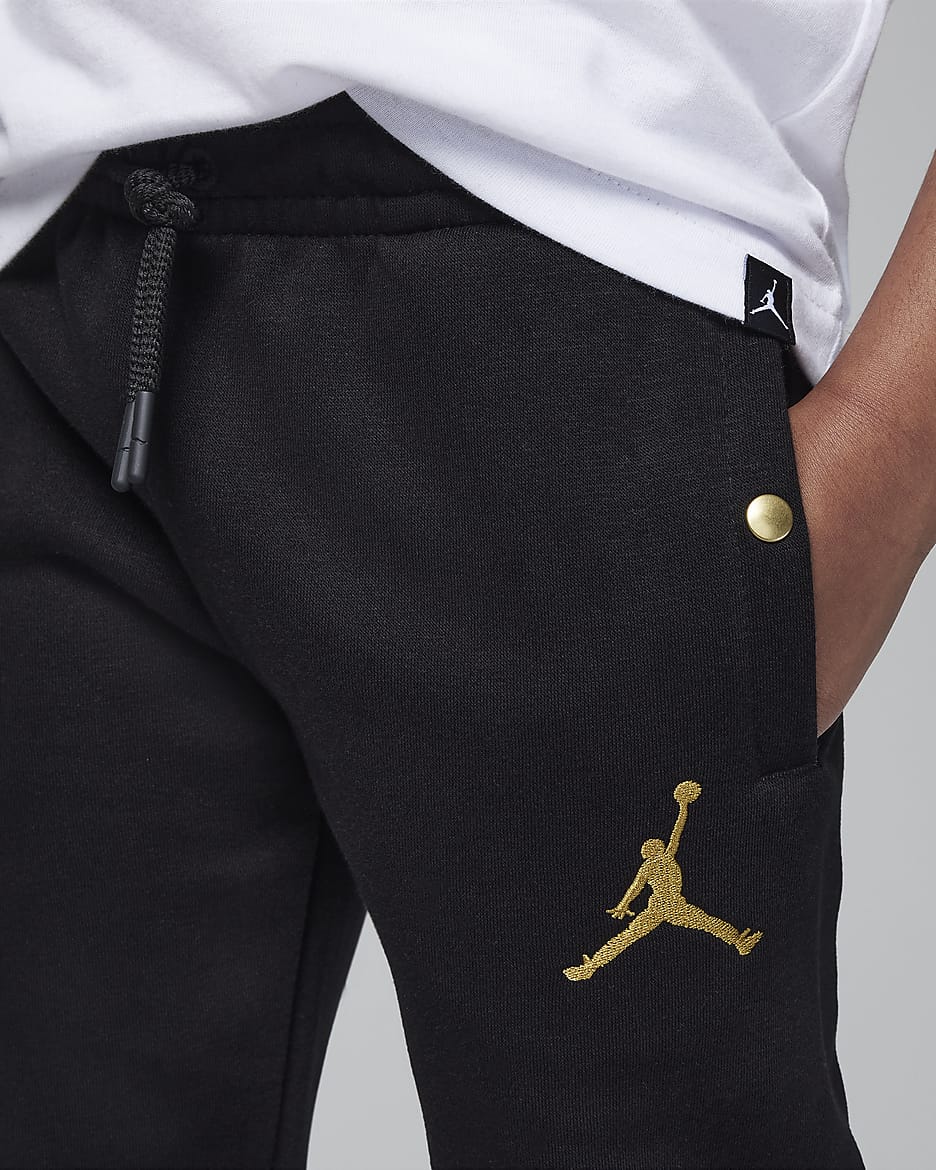 Jordan Take Flight Black and Gold Fleece Pants Little Kids Pants